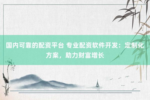 国内可靠的配资平台 专业配资软件开发：定制化方案，助力财富增长