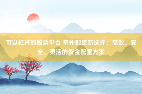 可以杠杆的股票平台 亳州配资新选择：高效、安全、灵活的资金配置方案