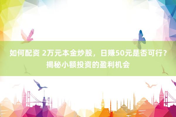 如何配资 2万元本金炒股，日赚50元是否可行？揭秘小额投资的盈利机会