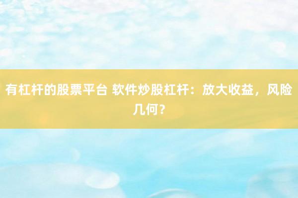 有杠杆的股票平台 软件炒股杠杆：放大收益，风险几何？
