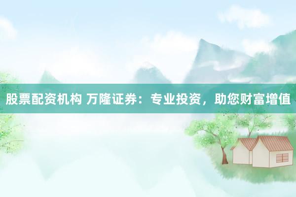 股票配资机构 万隆证券：专业投资，助您财富增值
