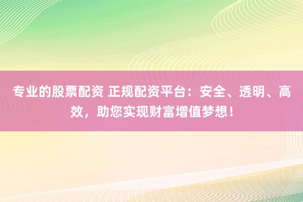 专业的股票配资 正规配资平台：安全、透明、高效，助您实现财富增值梦想！